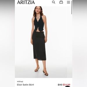 Wilfred black satin skirt Small